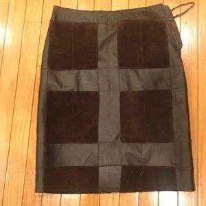 Brown leather suede straight skirt in size 2